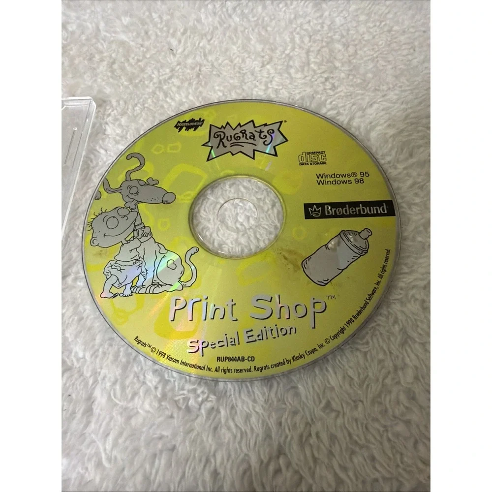 Rugrats Print Shop PC CD ROM 1998 Vintage 90s WIN 95 98 Disc Nickelodeon Nick